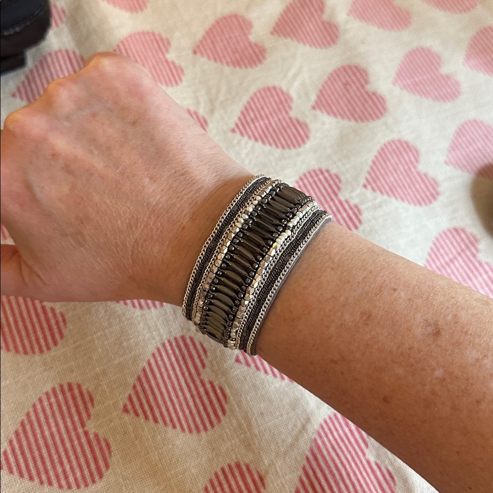 Chic Silver and Black Bracelet